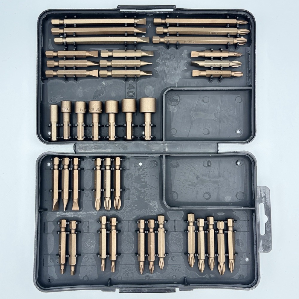 Craftsman Screwdriver Bit Nut Driver Set 40 Pieces W Case VTG USA Bronze Bits
